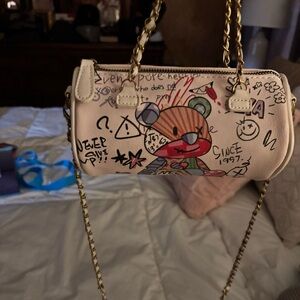 Trendy Graphic Crossbody Bag - Cream